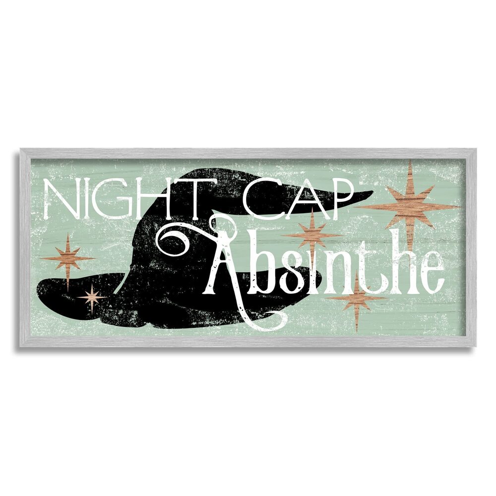 9756 Night Cap Absinth Weathered Witch Hat Vintage Sign Framed Wall Art